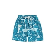 EYIIYE Toddler Baby Boy Swimwear Trunks Children Elastic Waist Shark / Geometry Printed Beach Wear Shorts Briefs