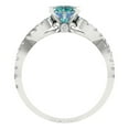thumbnail image 4 of 1.42 ctw Solitaire with Zirconia Diamond Accents Anniversary Ring for Women | Round Cut Blue Moissanite | Hyperallergenic Solid 14K White Gold, 4 of 5
