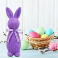 thumbnail image 2 of Flocked Easter Bunny Figurine with Bow Tie - 2.75 x 9.84 Inch Spring Table Centerpiece Decor for Home, Workspace, Indoor Party and Seasonal Holiday Decoration, 1 Pack, 2 of 6