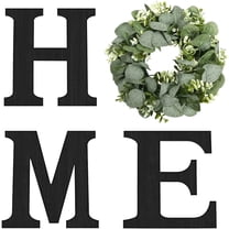 Farmhouse Wall Decor Wooden Home Sign Letters with Artificial Eucalyptus House Decor for Front Door Living Room,Black
