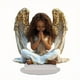 thumbnail image 2 of Ángel rezando alado con borde dorado, adorno de mesa acrílico | Decoración de escritorio de 10 cm con base protectora | Decoración espiritual para el hogar y la oficina, 2 of 5