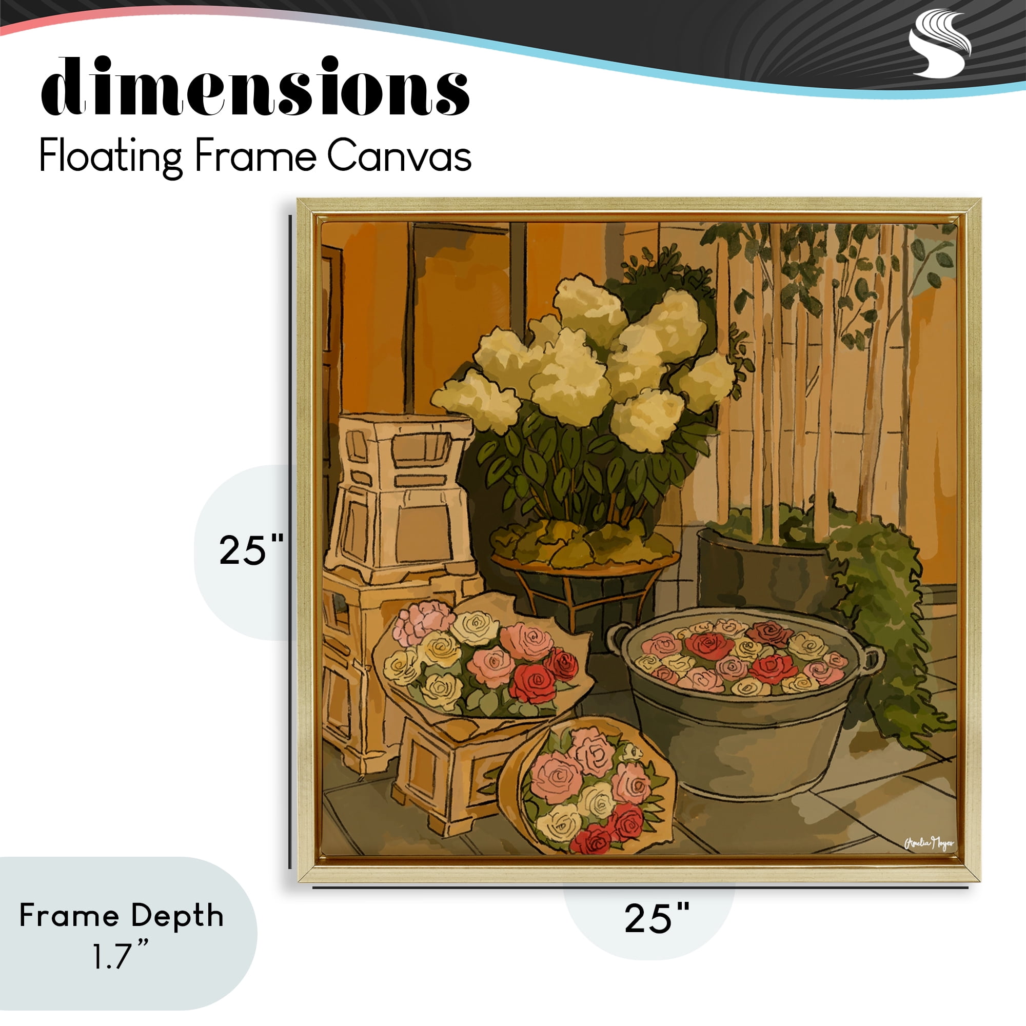 Stupell Industries London Town Flowers Gold Framed Floater Canvas Wall Art, design by Amelia Noyes