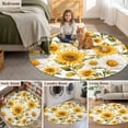 thumbnail image 5 of Round Rugs 4Ft, Yellow Sunflower Round Area Rug Washable Indoor Throw Carpet, Spring Summer Floral Botanical Soft Non Slip Circle Rug for Kitchen Nursery Room Home Decor Aesthetic, 5 of 8