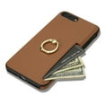 thumbnail image 4 of Allytech iPhone 8 Plus/ 7 Plus Wallet Case, With Ring Holder Stand Shockproof PU Leather Anti-Scratch Cards Holder Slim Shell Cover for Girls Women Wallet Case for Apple iPhone 7 Plus/8 Plus - Brown, 4 of 5