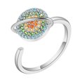 thumbnail image 1 of Qarigey Anillo de planeta de circón giratorio, brillante ajustable abierto, anillos antiestrés, joyería de dedo portátil de moda, oro Type3 NO3, 1 of 6
