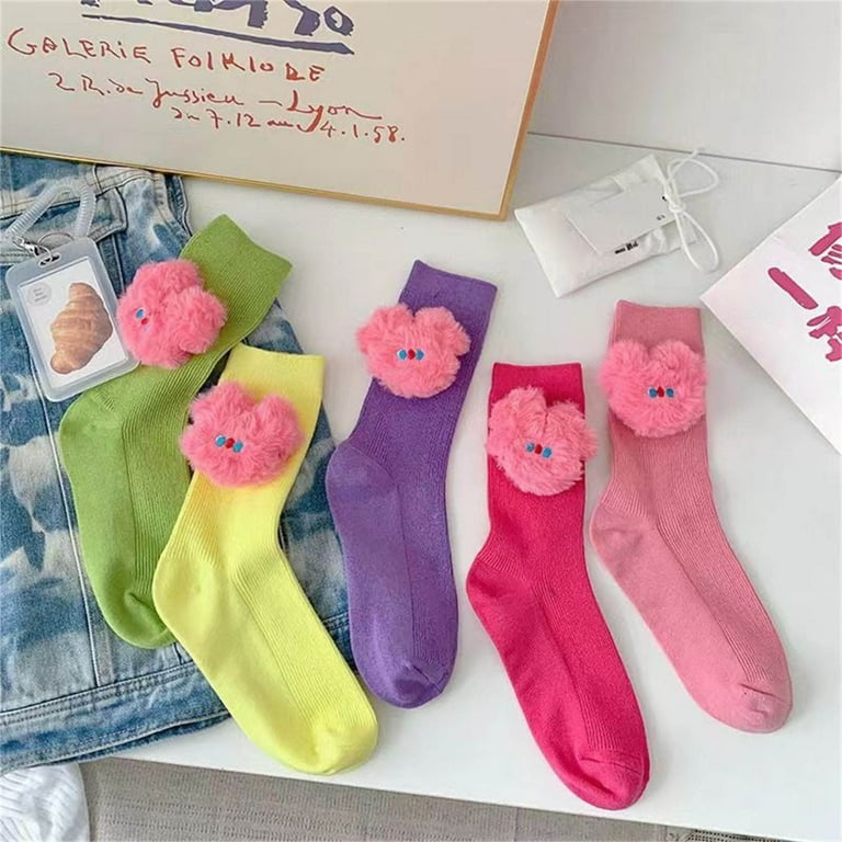 Milue Trendy Crew Socks Casual Ankle Dress Socks for Women Calf Socks Loose  Socks