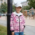 thumbnail image 3 of Uorisanigo Kids Zip-Up Hooded Sweatshirt Hoodie Casual Long Sleeve Hooded Jacket Soft Warm Sweatshirt with Pockets Spring Fall Winter Trendy Clothes(Pink Axolotl Cherry Blossom), 3 of 8