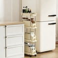 thumbnail image 6 of Medium Size Narrow Crevice Rolling Storage Cart With Pull-Out Drawer Bins, Multi Layer Space Saving Wheeled Organizer Rack For Kitchen Bathroom Gap Sundry Storage(M)4 tiers, 6 of 6