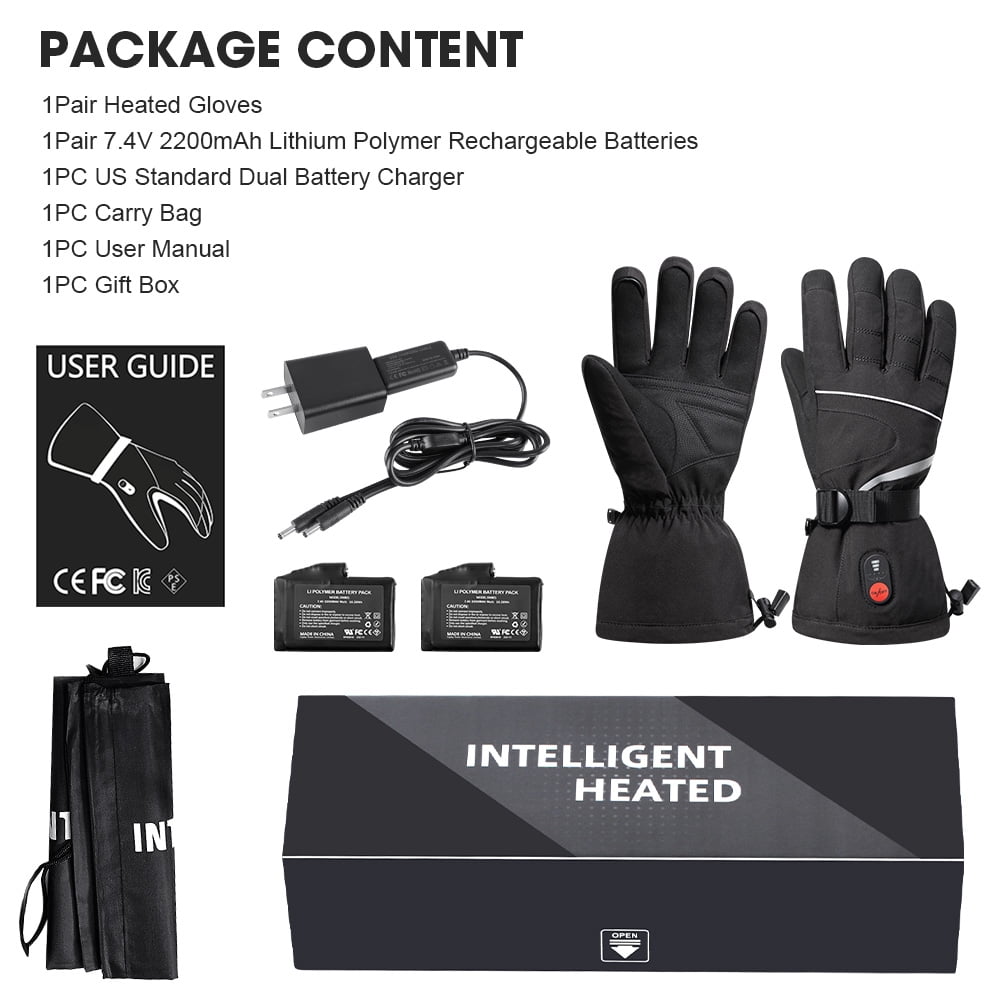 SNOW DEER  Heated Gloves - Unisex Winter Ski Gloves with Rechargeable Electric Heating for Skiing, Snowboarding, Snow Hiking, Hunting & Outdoor Activities