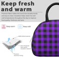 thumbnail image 3 of Purple and Black Checkered Pattern Insulated Lunch Bag,Leakproof Large Capacity Lunch Box for Work,Picnic or Travel,11.4 X 6.7 X 8.3 Inches, 3 of 6