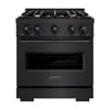 ZLINE 30 in. 4.2 cu. ft. Classic Dual Fuel Range with Gas Cooktop and Electric Convection Oven in Black Stainless Steel with 4 Brass Burners (CDRB-BR-30)