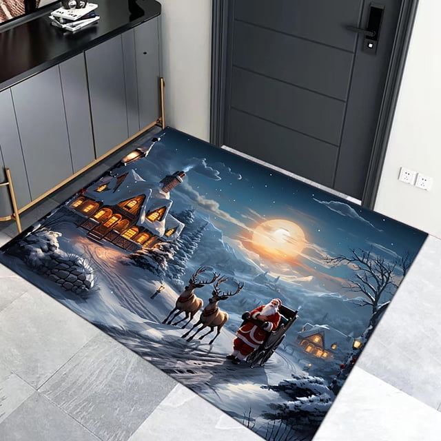 Home Organization Cartoon Christmas Floor Mat New Christmas Day Decorative Door Mat Entry Door Mat Durable And Non Slip