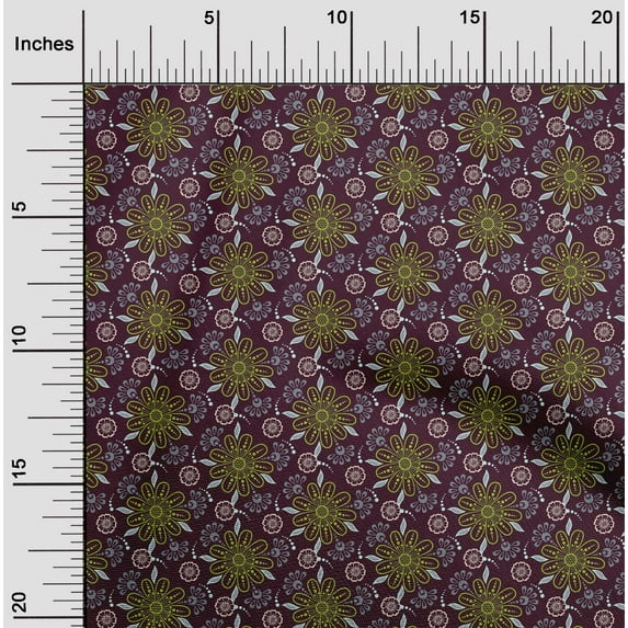 oneOone Cotton Cambric Wine Fabric Leaves & Floral Artistic Diy Clothing Quilting Fabric Print Fabric By Yard 56 Inch Wide