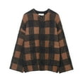 thumbnail image 2 of Wowcloth Women's Vintage Plaid Knit Button Front Coat with Round Neck and Pockets for Casual Fashion and Daily Wear, 2 of 8