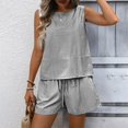 thumbnail image 2 of NMMUED Casual 2 Piece Sets for Women Shorts and Tank Top Matching Set Women Striped Short Sets for Women Clothing Summer Beach Vacation Clothes Black L, 2 of 9