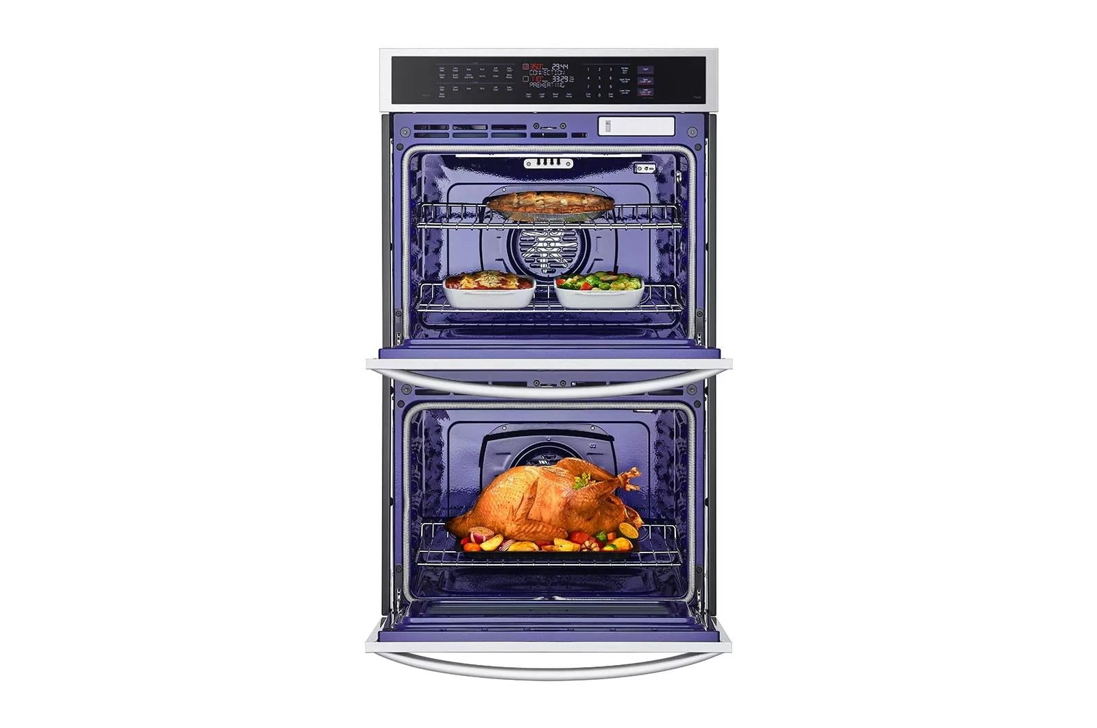 WDEP9427F 9.4 cu. ft. Smart Double Wall Oven with True Convection InstaView Air Fry Steam Sous Vide