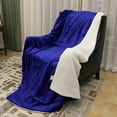 thumbnail image 2 of Blue Sherpa Fleece Blanket 150(60") X200(80") cm, Throw Size Top Luxury Double-Sided Sherpa Flannel Blanket for Sofa and Pet, Exquisite Comfortable Blue Bed Blanket, 2 of 7