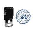 thumbnail image 1 of Printtoo Custom Round Rose Monogram Address Return Personalized Self Inking Rubber Stamp Gift Idea-Blue, 1 of 1