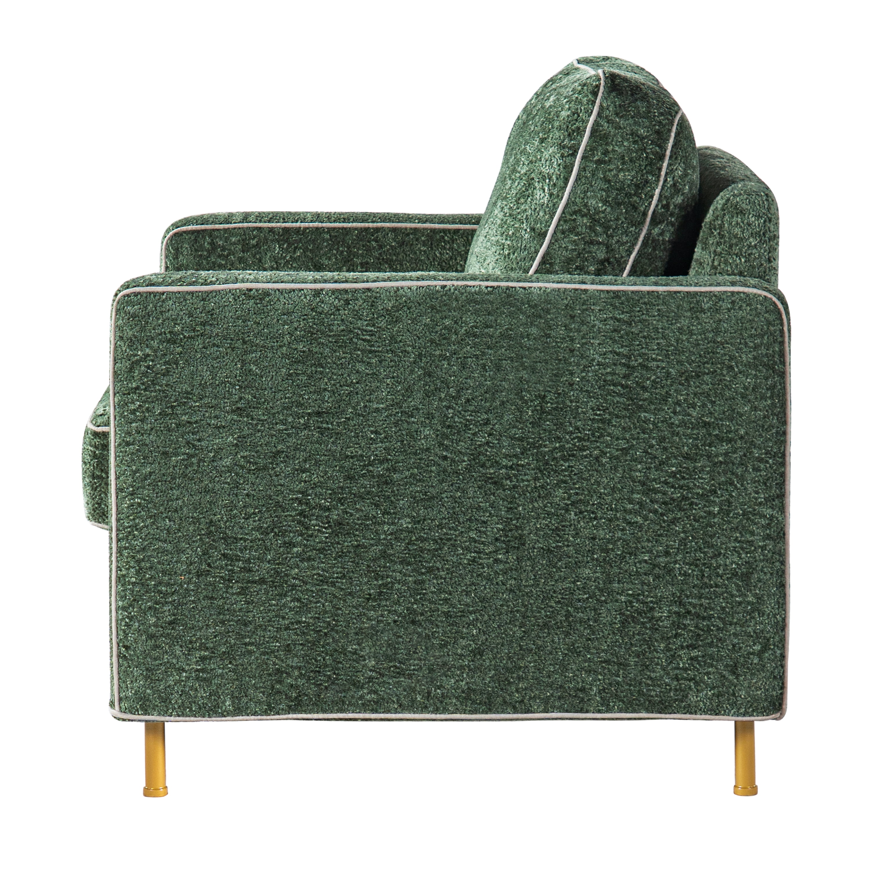Euroco Modern Accent Chair, Oversized Chenille Upholstered Single Sofa with Deep Seat and Wood Legs, Comfy Reading Armchair for Living Room Bedroom,Green