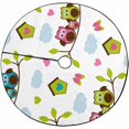 thumbnail image 1 of FMSHPON Birds Owls Xmas Christmas Tree Skirt Stand Mat for Holiday Party Decoration Indoor Outdoor 48 inches, 1 of 3