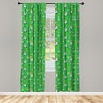 thumbnail image 2 of Ambesonne Soccer 4-Panel Curtains, Shoes Balls on Grass, 56"x84", Lime Green Yellow Black, 2 of 4