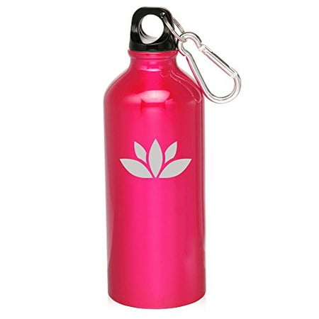 20oz Aluminum Sports Water Bottle Caribiner Clip Yoga Lotus Icon (Hot