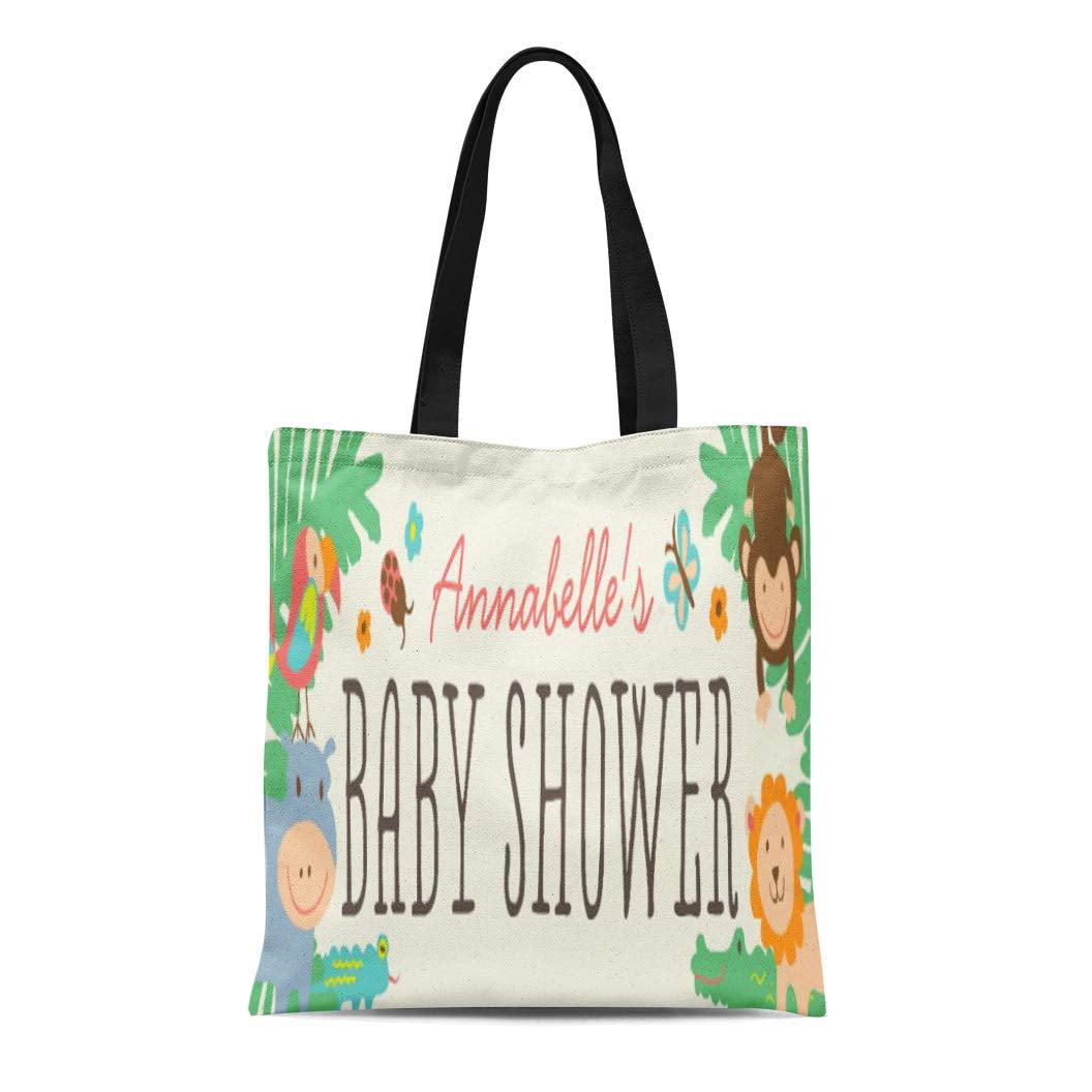 ASHLEIGH Canvas Tote Bag Safari in the Jungle Baby Zoo Sign Reusable