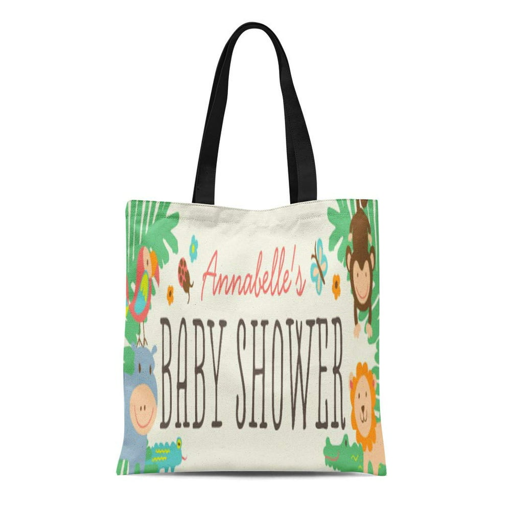 ASHLEIGH Canvas Tote Bag Safari in the Jungle Baby Zoo Sign Reusable