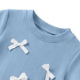 thumbnail image 5 of Back To School Outfits for Little Girls Girls Clothes 2PC Summer Outfits Bow Short Sleeve T-shirts and Elastic Waist Shorts Set Kids Clothes Girls 2-10Y, 5 of 6