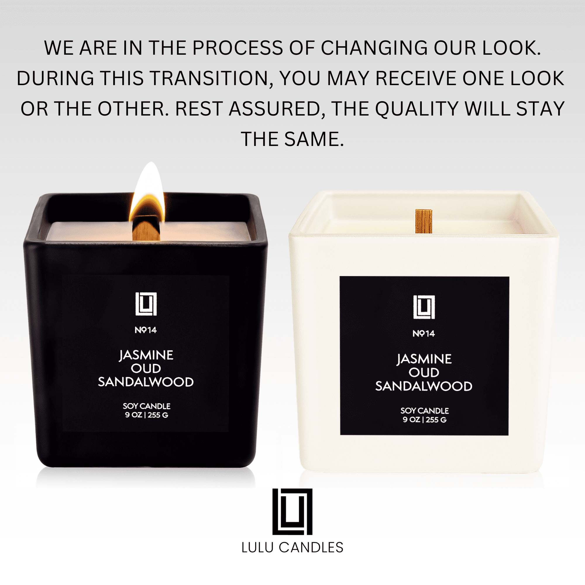 Lulu Candles | Jasmine, Oud & Sandalwood | Luxury Wood Wick Candle in Matte Black Jar – Highly Scented Soy Candle with Incense, Citrus & Clove | Long Lasting, Aromatherapy Candle, Gift for All