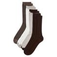 thumbnail image 7 of MeMoi Women's 4 Pair Pack Textured Buttersoft Crew Socks - Womens - Female, 9-11, Brown, 7 of 7
