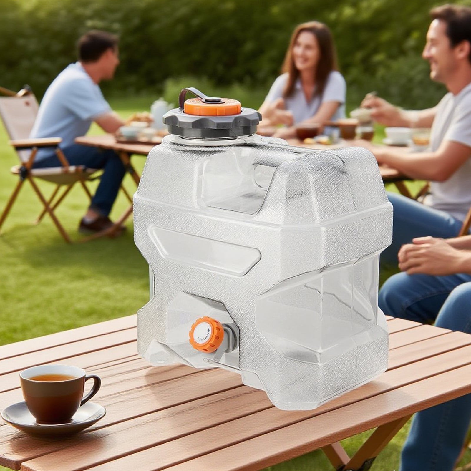 HUISZJ 3.2Gal Water Tank, Transparent Gray Water Jug, Emergency Portable Water Container for Outdoor Hiking Camping