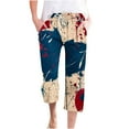 thumbnail image 2 of QATAINLAV Cotton Linen Pants for Women High Waist American Flag Patriotic Capris Pant 4th of July Independence Day Drawstring Elastic Waisted Cropped Trousers Beige XXL, 2 of 5
