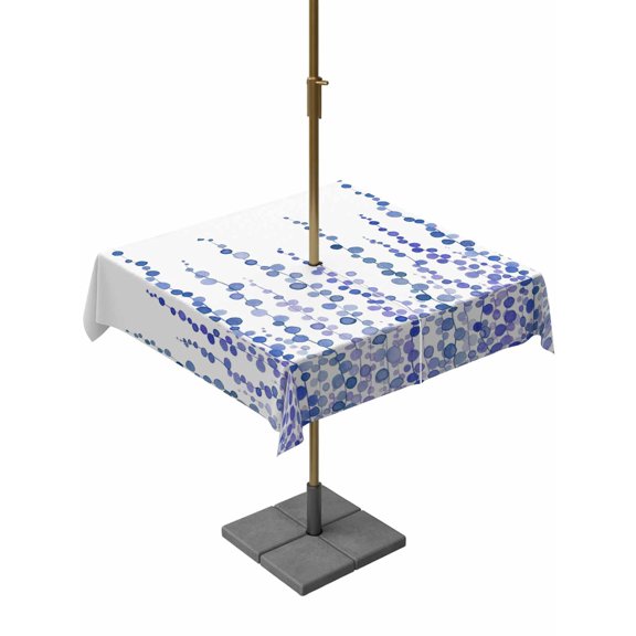 Outdoor Tablecloths with Umbrella Hole & Zipper, Purple Blue Polka Dots 54x54 Inch Square Tablecloths, Watercolor Abstract Art Waterproof Table Cloth, Patio/Pool/Picnic Table Covers