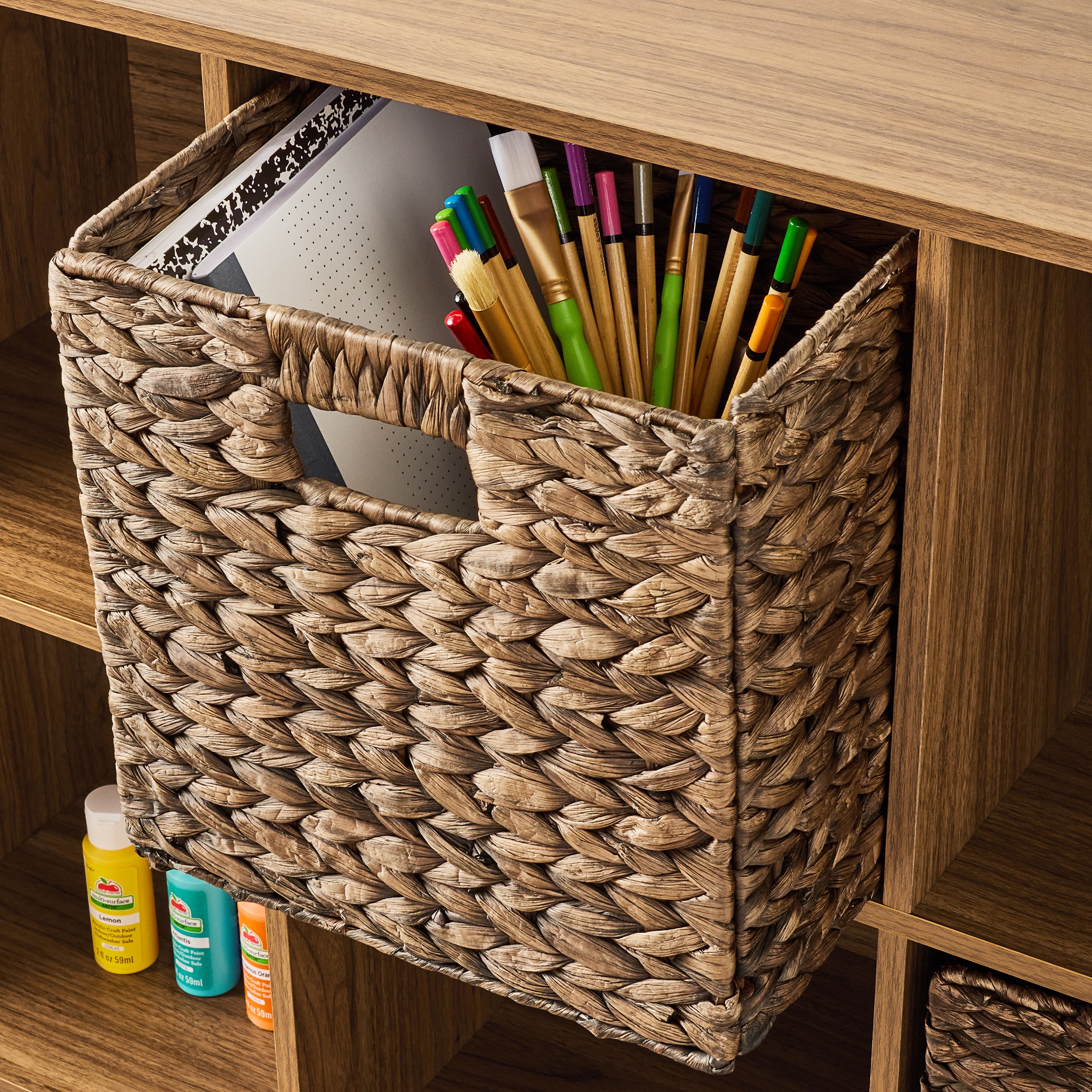 Mainstays 11" 9Cube Storage Organizer, Warm Walnut  (图3)