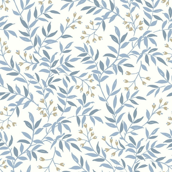 Chesapeake Senna Blue Budding Vines Wallpaper