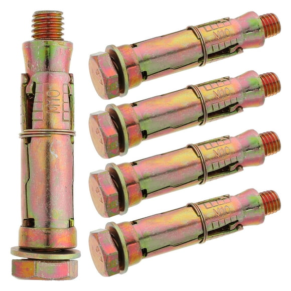 5pcs M10x70 Size Expansion Screws Bolts Reusable Screw Steel Masonry Screws Golden Color Plated Wedge Anchors Gecko Expansion Bolt For Heavy Duty Applications Essential Hardware