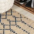 thumbnail image 4 of JONATHAN Y SANTA MONICA 4 x 6 Area Rug, Ourika Moroccan Geometric Textured Weave - Beige/Navy, SMB108H-4, 4 of 11