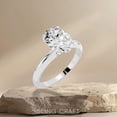 thumbnail image 2 of Bling Craft 14K White Gold Plated 925 Sterling Silver 1.5 CT 9.1x6.5MM Oval Cut Solitare Moissanite Engagement Rings for Women - Moissanite Wedding Band for Women - Promise Rings Size 7.5, 2 of 6