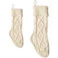 thumbnail image 3 of Pack 6,14" Unique Ivory White Knit Christmas Stockings,Style2, 3 of 4