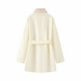 thumbnail image 3 of Uaswgudfs Women's Beige Elegant Faux Fur Collar Wool Blend Coat, Detachable Fur Trim Mid-Length Lady Style Casual Jacket - Fall Winter Outerwear Beige L, 3 of 6