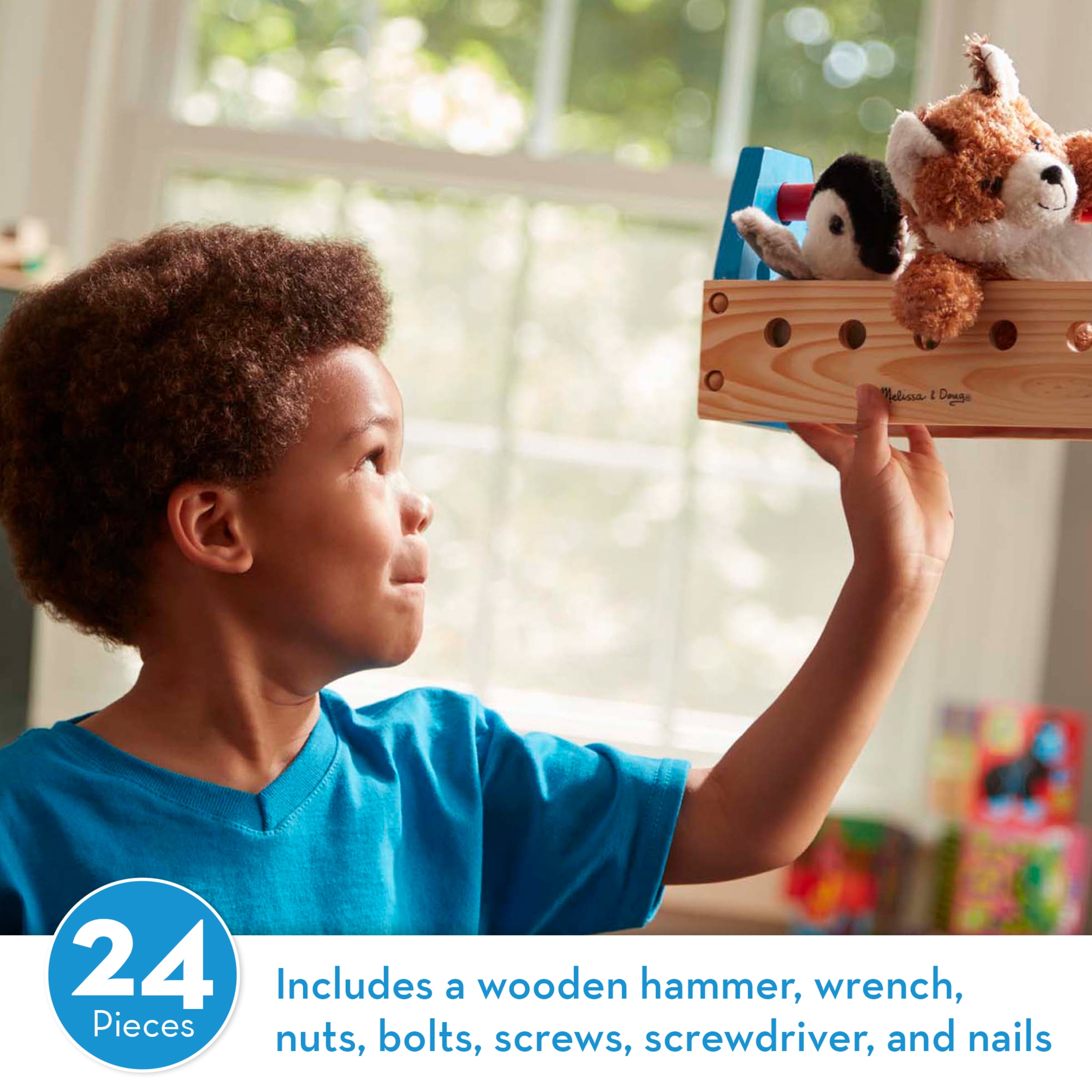 Melissa & Doug Take-Along Tool Kit Wooden Construction Toy Set Children 24 pcs 