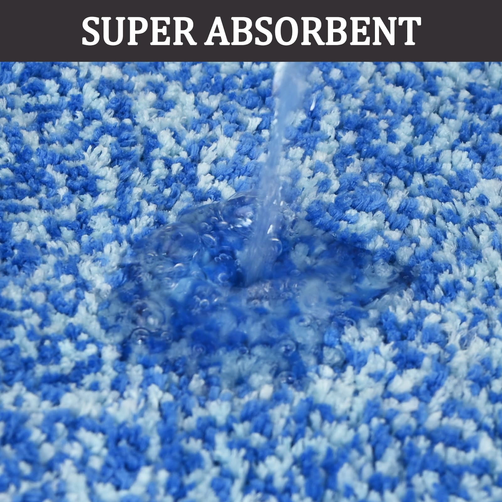Blue Bathroom Rugs 59.1"x23.6"  Extra Soft Absorbent Thick Shaggy Bath Non Slip Quick Dry Mat Machine Washable For Microfiber Shower Bathtubs