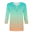thumbnail image 7 of Fashion 3/4 Sleeve Summer Tops for Womens 2024 Plus Size Spring And Summer Gradient Printed Top Collar Button Sexy Shirt 3/4 Sleeve Long Sleeve V Neck Top/Shirt Gifts for Womens, 7 of 7