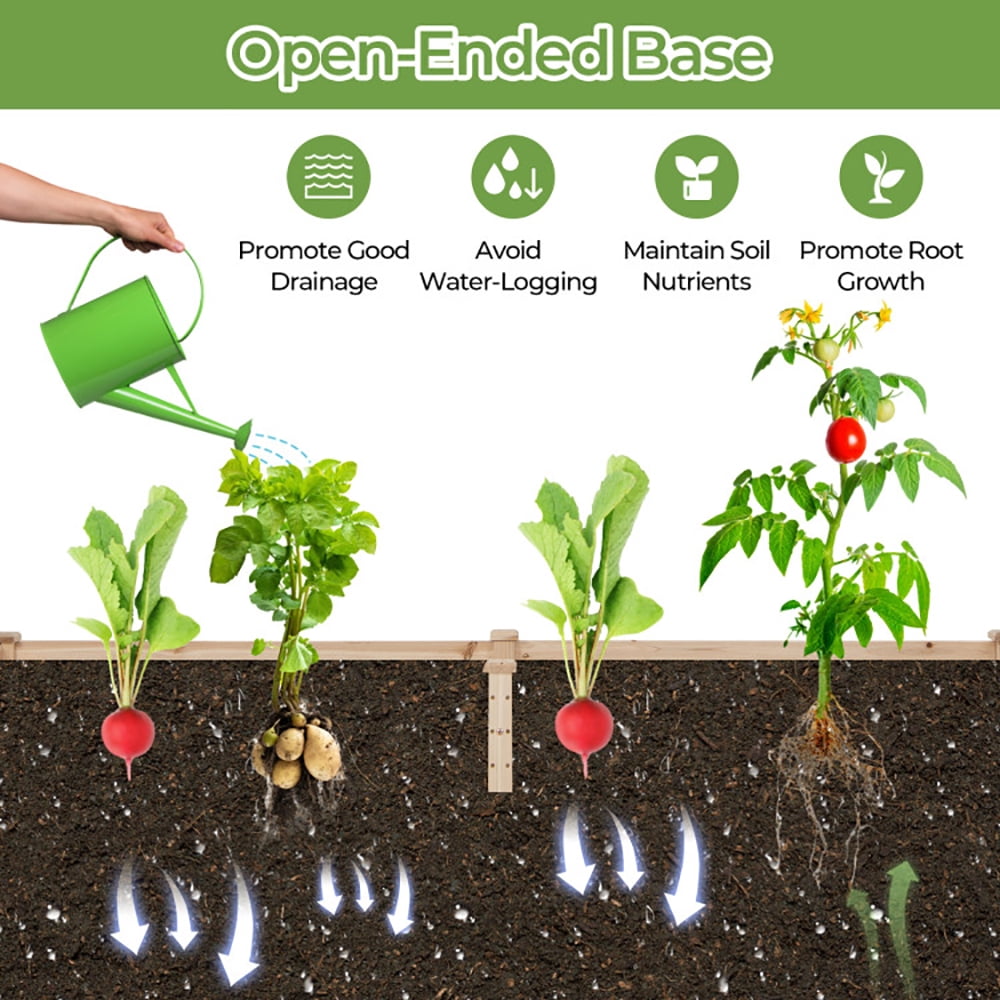 Spaco Raised Garden Bed with Planter Box and Trellis-Natural, Outdoor Elevated Flower Box for Backyard/Patio/Gardener