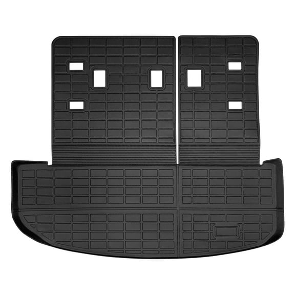 Ikon Motorsports Trunk Mat With Backrest Cover Compatible With 2020-2025 Kia Telluride Black TPE Waterproof Rear Seat Protector Back Liners Mat Pad Interior Accessories 1 Piece