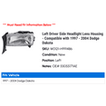 thumbnail image 2 of Left Driver Side Headlight Lens Housing - Compatible with 1997 - 2004 Dodge Dakota 1998 1999 2000 2001 2002 2003, 2 of 2