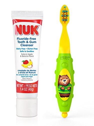 Nuk Toddler Tooth And Gum Cleanser With 1.4 Oz Toothpaste, Colors May Vary