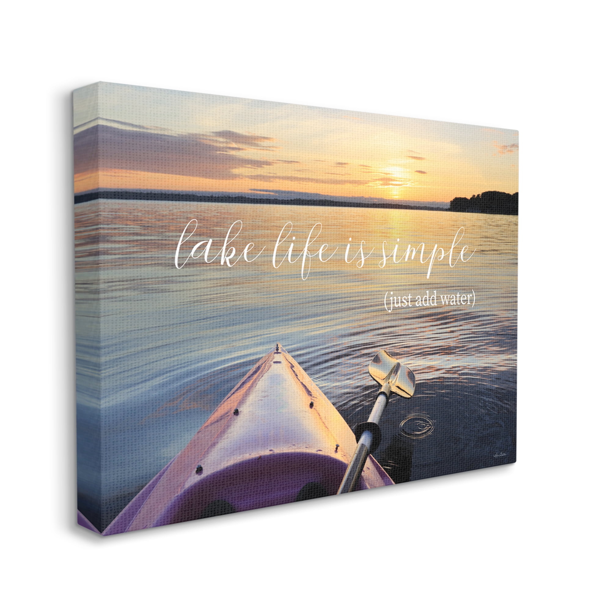 Stupell Industries Lake Life Is Simple Phrase Kayak Boat Sunrise, 20 x 16,Design by Lori Deiter