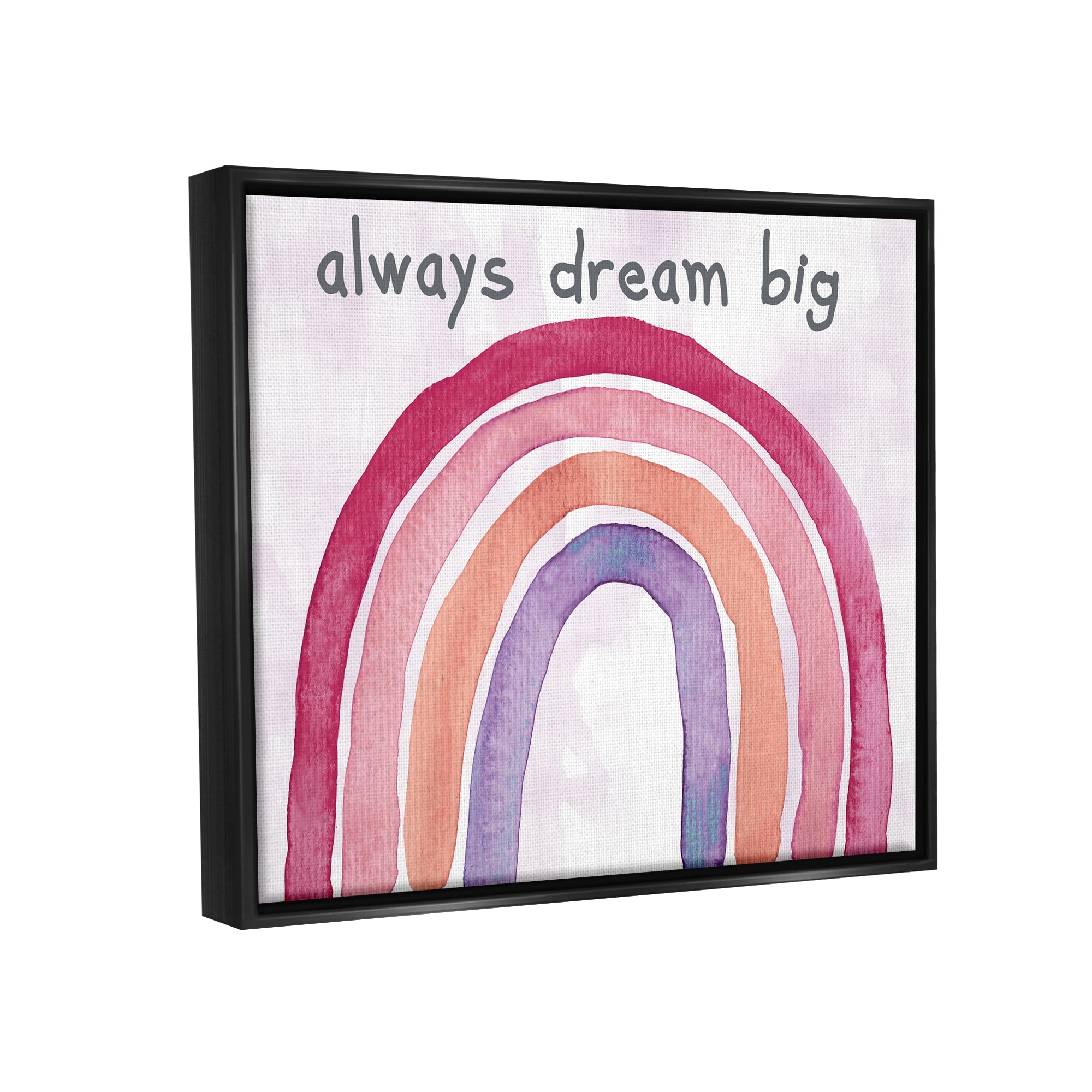 Stupell Industries Always Dream Big Rainbow Landscape Painting Black Floater Framed Canvas Art Print Wall Art, 21 x 17